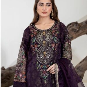Embroidered Purple Ethnic Dress